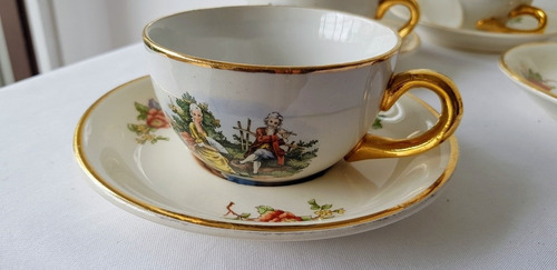 Taza Y Plato De Té Loza Inglesa Escena Galante Meakin (c/u)