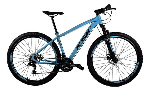 Bicicleta Aro 29 Ksw Shimano Altus 24 Marchas Hidráulica Tamanho Do Quadro 21   Cor Azul-claro