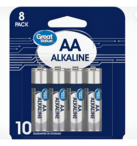 Baterias Great Value Litio Gv91bp-8 Alcalina Aa 8 Piezas