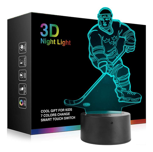 Luz Nocturna Para Jugador Hockey Lampara 3d Iluminacion Niño