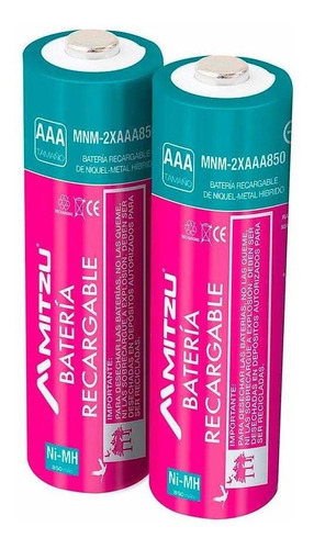 Paquete De 2 Baterías Recargable Aaa De Ni-mh 850mah