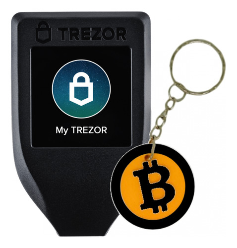 Trezor Model T Hardware Wallet + Llavero Bitcoin Negro