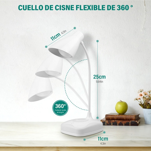 Imagen 7 de 8 de Lámparas De Mesa Led Lámpara Escritorio Táctil Usb Lectura