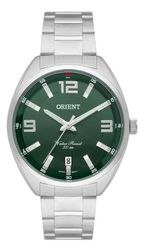 Relógio Orient Masculino Prata Mbss1423 E2sx Fundo Verde