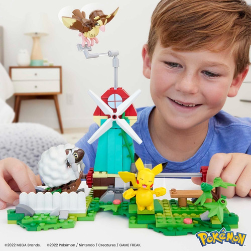 Mega Pokémon Juguete De Construcción Molino Campestre 240 Tres Personajes