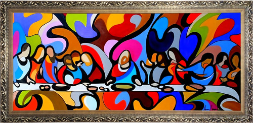 Quadro Decorativo Panorâmico 145x65 Santa Ceia Abstrato