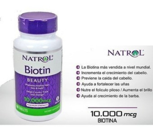 Biotina Natrol Made In Usa 100 Unidades 10,000 Mcg Original 