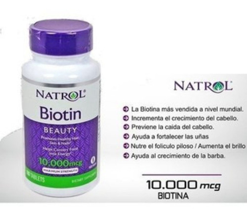Biotina Natrol Made In Usa 100 Unidades 10,000 Mcg Original