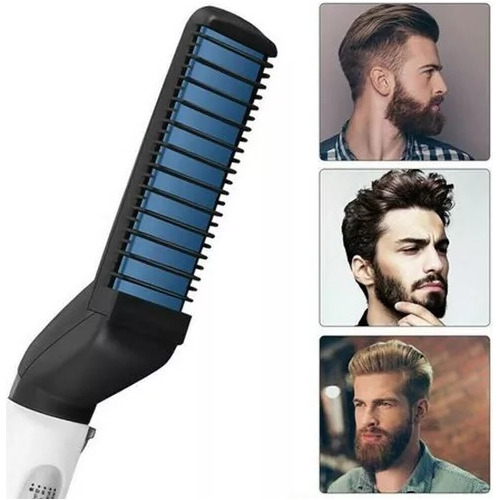 Kit 2 Pente Escova Elétrica Alisador Barba Cabelo Masculino