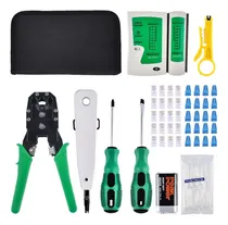 Comprar Kit De Herramientas Para Cableado De Redes De 10 En 1 SHWATY, RJ45\u002F11\u002F12 Crimpadora De Red, Kit De Herramientas De Reparación Conexiones De Red Con Pelacables, Conector, Comprobador Cables