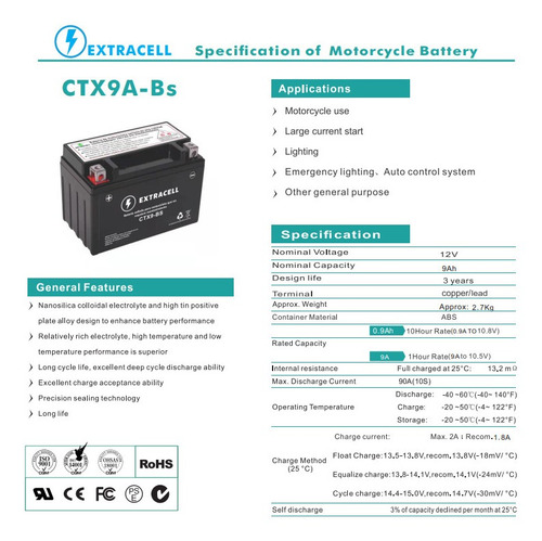 Bateria Yamaha 125 Vp125, R 09- (ytx9-bs)