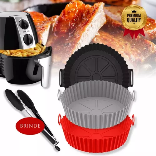 Cesto Forma Silicone Airfryer 20Cm Antiaderente - Cinza na