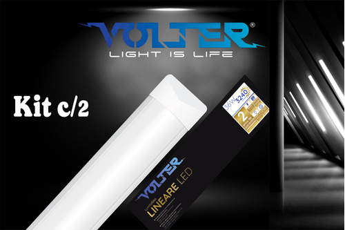 Kit 2 Luminárias Led Sobrepor Linear 36w 6500k Bivolt 120cm