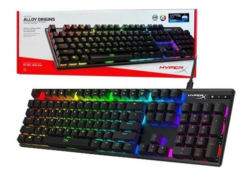 Imagen 6 de 6 de Teclado gamer HyperX Alloy Origins QWERTY Blue español latinoamérica color negro con luz RGB