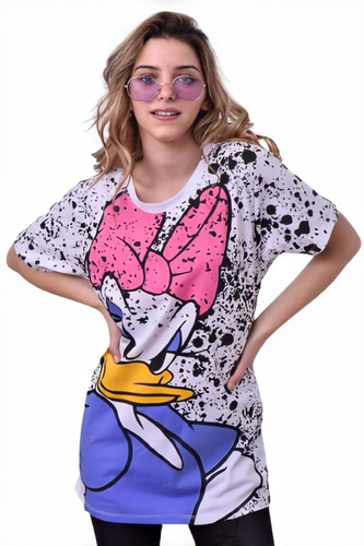 Remeron Largo Mujer Moda Verano Algodon Personajes Diseños