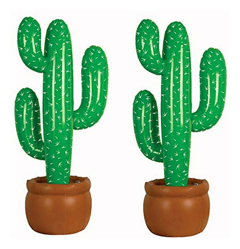 Ioffersuper - Paquete De 2 Cactus Inflable De 35 Pulgadas Co