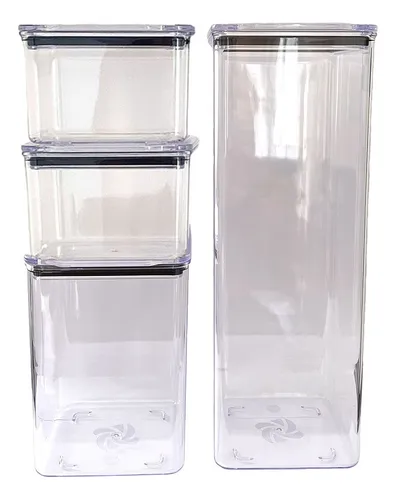 comprar Kit 4 Potes Hermético 3 Tamanho Armazenar Alimento Organizar