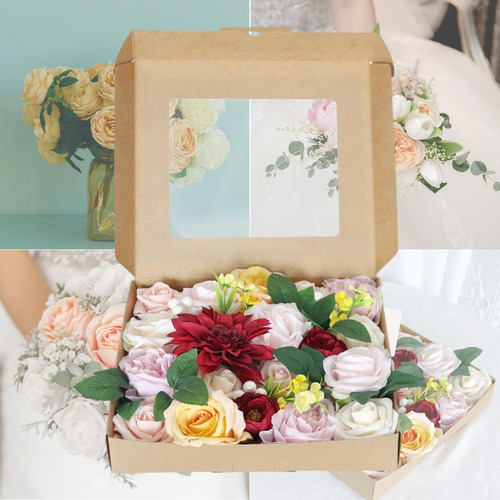 Caja De Flores Artificiales Set Floral Falso Para Arreglos
