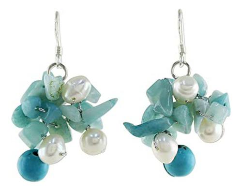 Dyed Cultured Freshwater Pearl Ite Dangle Earrings With Silv