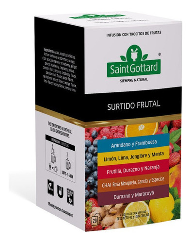 Infusión Saint Gottard Surtido Frutal 5 Variedades X 20 Saq