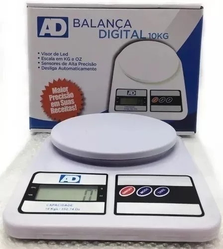 Balança Digital De Precisão Cozinha 10kg Nutrição E Dieta Capacidade máxima  10 kg Cor Branca