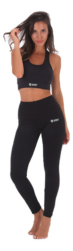 Calza Deportiva Tiro Alto Larga Negra Mujer Gym Athletix