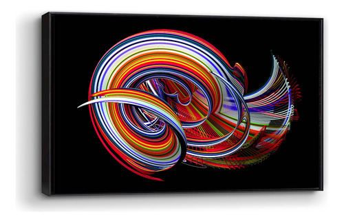 Cuadro Canvas Marco Flotado Render 3d Fondo Negro 90x140cm