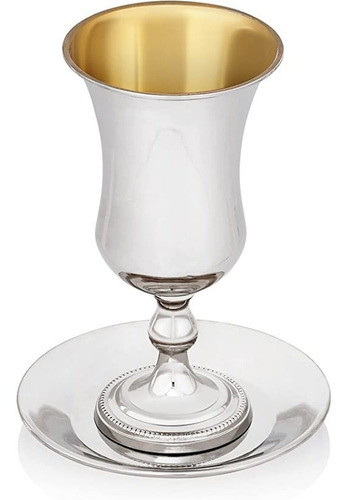 Copa Kidush Judaica Vasos Metal Interior Dorado