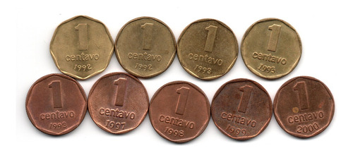 Lote Monedas Argentina 1 Centavo 1992 A 2000 Serie Completa