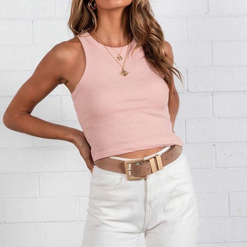 / Blusa Feminina Com Decote Ombre E Blusa Sem Mangas
