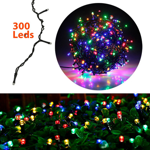 Instalación Navidad 300 Leds Cable Verde Luces Led Navideña