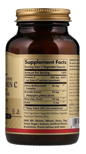 Vitamina C, Ester-c Plus, 500 Mg, 100 Cápsulas Vegetais