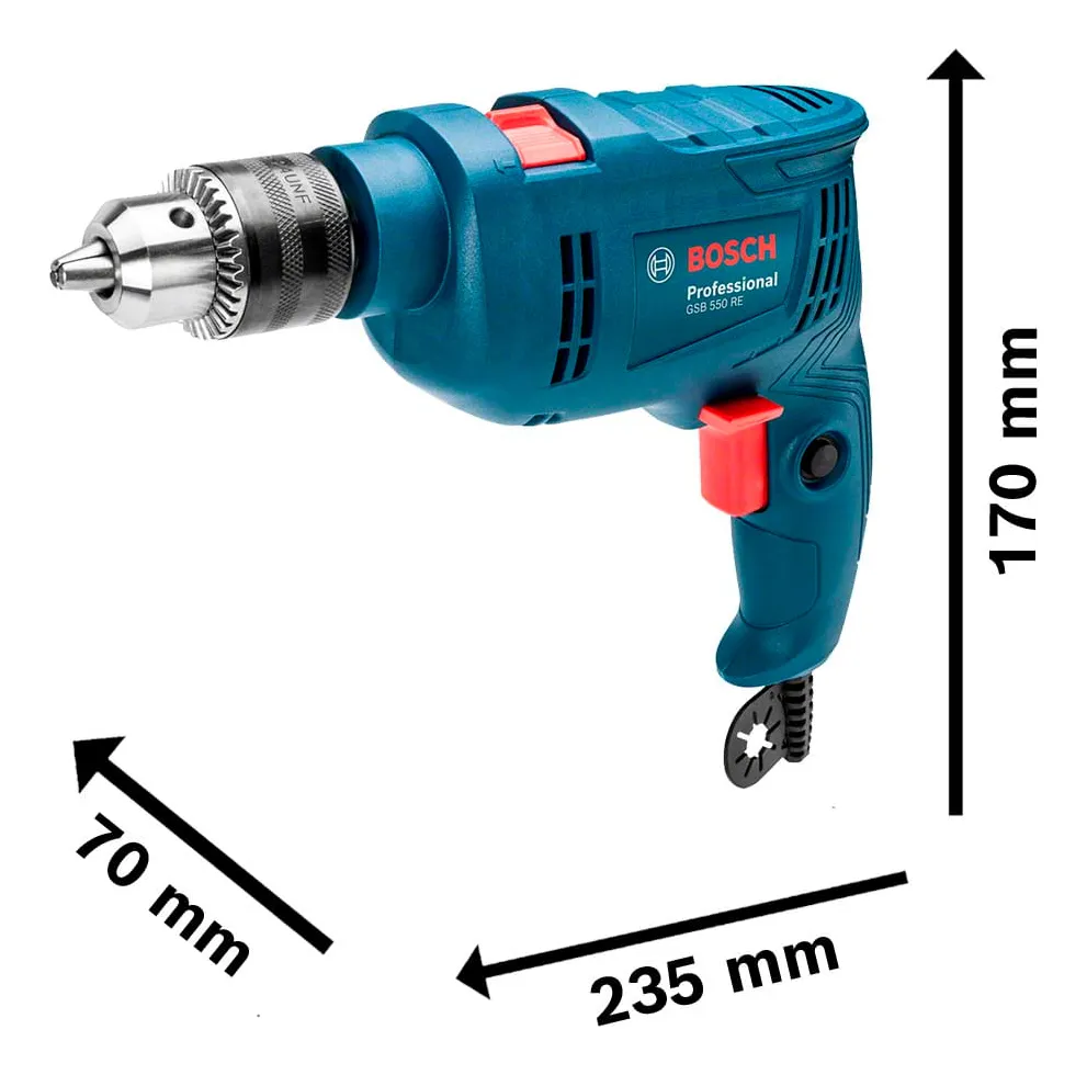 Taladro Percutor atornillador Bosch Professional GSB 550 RE Caja de cartón - Azul - 220V