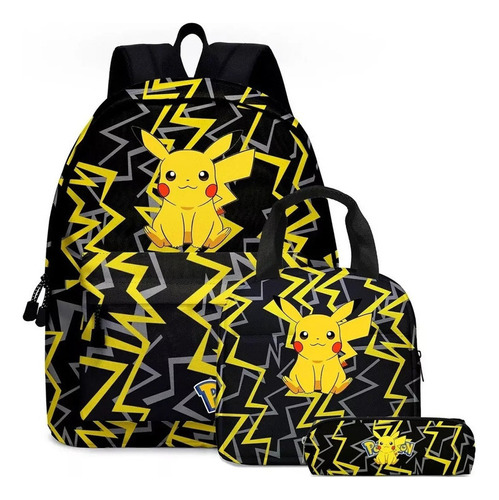 Pokémon Pikachu Lonchera Mochila Estudiantil 3 Piezas