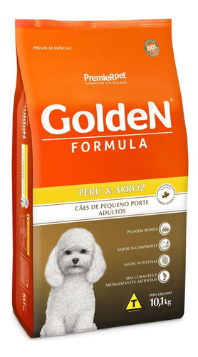 Alimento Golden Premium Especial Formula para cão adulto de raça pequena sabor peru e arroz em sacola de 10.1kg