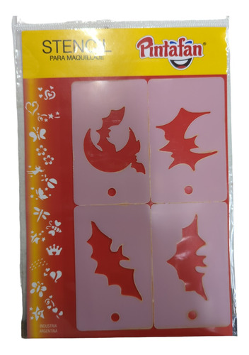 Imagen 2 de 3 de Stencil 4 En 1 Maquillaje Artistico Murcielagos Halloween