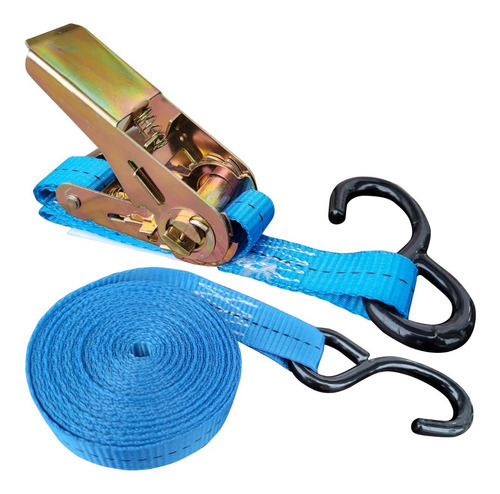 Imagen 4 de 9 de Cinta Amarre Crique Traca Traka 25mm 5m 0.8 T Linga Malacate Color Azul/celeste