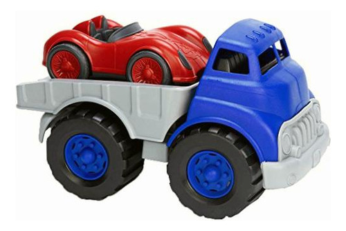 Green Toys - Camión Plano Y Coche De Carreras Color Azul