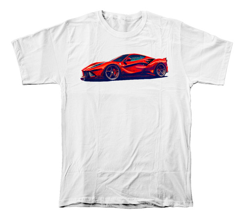 Camiseta Algodón Peinado Adultos Estampado De Auto Ferrari