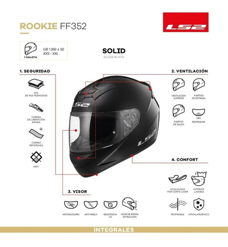 Imagen 4 de 6 de Casco Moto Ls2 352 Rookie Single Mono Envio Full Devotobikes