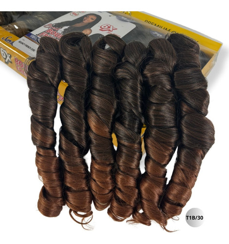 Cabelo Para Tranças French Curl Ser Mulher Pacotão 480g 70cm Cor T1b/30 Preto/loiro Escuro