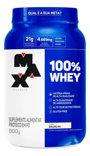 Whey Concentrado 100% Whey Protein Max Titanium 900g Sabor…