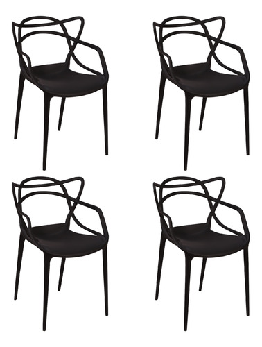 Silla Living Comedor Jardin Set X4 Plastica Apilable Niviko