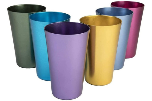 Conjunto De Seis Vasos De Aluminio Anodizado