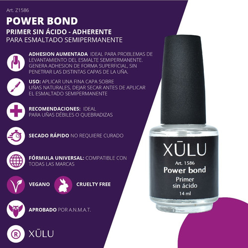 Imagen 2 de 5 de Primer Powerbond + Gel Capping + Top Coat S/c Xúlu