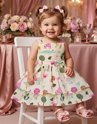 Vestido Infantil Menina Rodado Festa   Ótimo Caimento 2a8 Anos