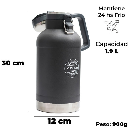 Termo Growler Kushiro 1,9 Lts Frio 24 Hs Acero Inoxidable