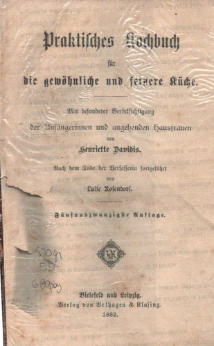 Antiguo Libro De Cocina Aleman De 1888