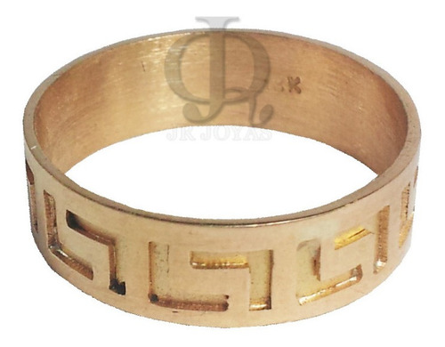 Imagen 1 de 8 de Anillo Guarda Griega Maciza 6mm Oro 18k A207 Jr Joyas