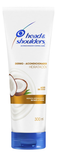 Dermo-Acondicionador Head & Shoulders Hidratación Aceite de Coco en tubo depresible de 300mL por 1 unidad